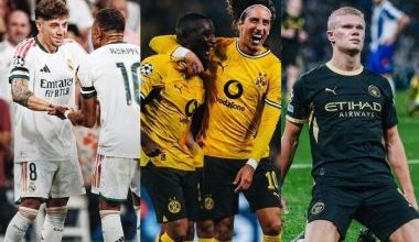 بوروسيا دورتموند وريال مدريد ومانشستر سيتي بدوري أبطال أوروبا